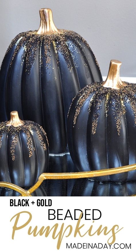 Gold and Black Beaded Pumpkins, haunted black gold Halloween entryway tour, Crystal ball, Gold Skeleton, victorian fringe, flying witch, gold black Halloween #sponsored #blackpumpkin #pumpkin #Fallpumpkin #Beadedpumpkin #glitterpumpkin #Halloweendecor #halloweendecorations #DIYpumpkins #blackgoldHalloween Pumkin Ideas, Black Pumpkins, Halloween Entryway, Gold Halloween, Gold Skeleton, Halloween Pumpkins Painted, Vintage Halloween Costume, Gold Pumpkins, Flying Witch