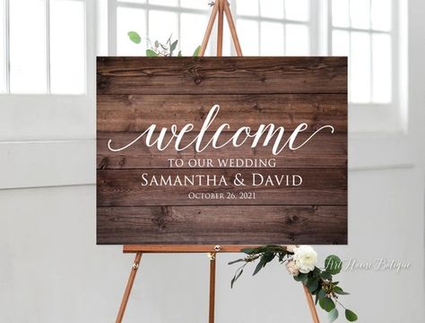 Rustic Welcome Wedding Sign, Welcome To Our Wedding Sign, Horizontal Landscape Wedding Sign, Printab Country Wedding Signs, Rustic Graduation Party, Rustic Rehearsal Dinners, Cocktail Hour Wedding, Bridal Shower Welcome Sign, Rustic Bridal, Bridal Shower Rustic, Party Details, Welcome To Our Wedding