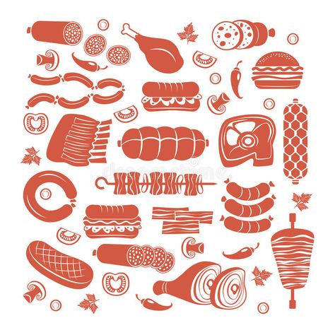 Meat Drawing, Meat Icon, Drawing Journal, Japan Design, Logo Food, Vintage Character, Icon Set Vector, Book Projects, Map Design