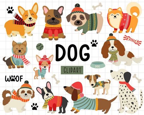 Clipart Dog Craze: Illustrated Stickers Puppy Clipart, Creative Clips Clipart, Dog Clip Art, Bulldog Clip, Puppies Cute, Cute Animal Clipart, Jack Russel, Dog Clip, Create Digital Product