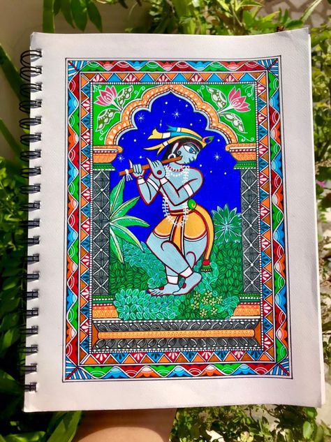 A beautiful drishya of shree krishna leela using the techniques of phad painting originated from our own pride Rajasthan.
Acrylics on paper
A3

#pinterestinspired #Acrylicpainting #colors #colours #art #shreekrishna #radhe #kisna #krishna Phad Painting Rajasthan, Phad Painting, Potter Art, Indian Art Paintings, Shree Krishna, Harry Potter Art, Indian Art, Krishna, Storytelling