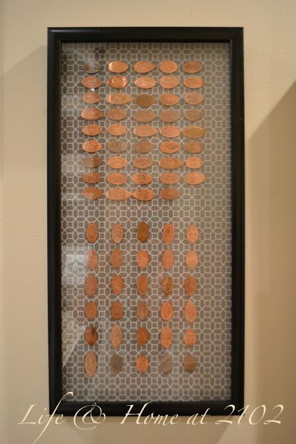 Life & home at 2102: Displaying my Penny Souvenirs Penny Display, Home Decorating, The Wall, Penny, Wall, Art