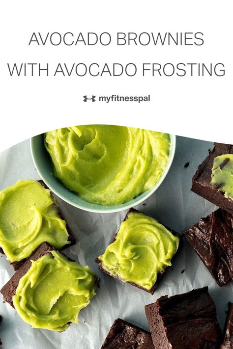 Kid friendly desserts must be easy, fun and festive. These Avocado Brownies with Avocado Frosting pack it all! Avocados, powdered sugar and lemon juice are all you need for the green frosting, while the homemade brownies require only eight simple ingredients.  #MyFitnessPal #avocado #chocolate #healthydessert #dessert #recipe #avocadorecipes #easydesserts #stpatricksday #kidfriendlydesserts #homemadebrownies #fundesserts Kid Friendly Desserts, Brownies With Avocado, Banana Oatmeal Chocolate Chip Muffins, Avocado Frosting, Green Frosting, Kid Friendly Dessert, Healthier Treats, Dessert Inspiration, Avocado Dessert