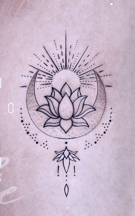 Dot Line Tattoo, Minimalist Tattoo Back, Tattoo Back Tattoo, Lotusblume Tattoo, Lotus Tattoo Design, Tattoo Back, Floral Tattoos, Tatuaje A Color, Tattoo Women