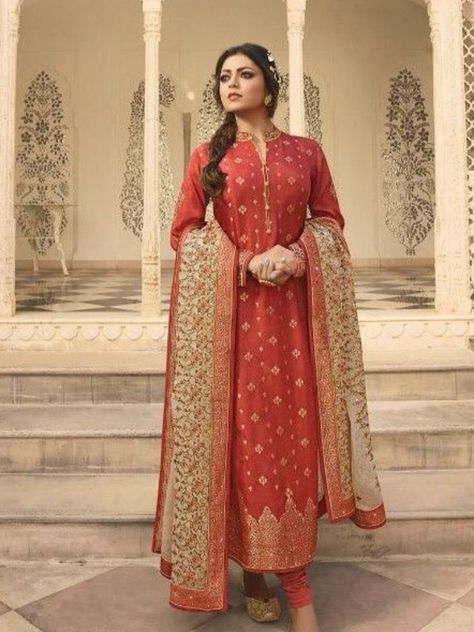 Buy Designer Salwar Suits For Women Online In India At Siya Fashion Attractive Red Pure Dola Jacquard With Embroidered Suit. Fashion#siyafashion#designersuits#fancysuits#jacquard#redsalwarsuits Silk Suit Designs Indian, Banarsi Suit Design, Banarasi Suit Designs, Banarsi Suit, Wedding Salwar Suits, Orange Suit, Embroidered Suit, Churidar Suits, Indian Designer Suits