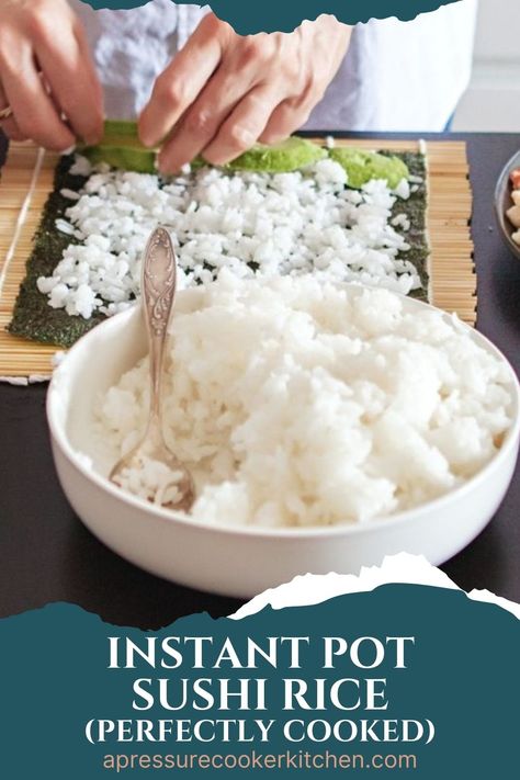 Instant Pot Sushi Rice Sushi Rice Instant Pot, Seasoned Vinegar, Instant Pot Jasmine Rice, Instant Pot Sushi Rice, Jasmine Rice Recipe, Sushi Rice Recipe, Rice Instant Pot, Jasmine Rice Recipes, Crockpot Express