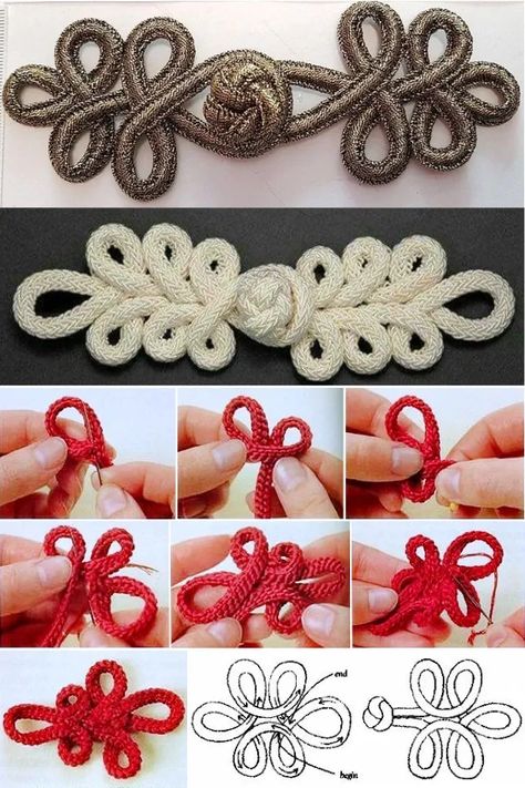 Simpul Makrame, Art Macramé, Knots Diy, Handmade Flowers Fabric, Rope Crafts Diy, Costura Diy, Chinese Knot, Diy Clothes Life Hacks, Cosplay Diy