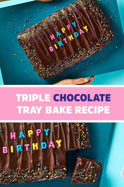 Ingredients
4 Eggs, Large
250 g Brown sugar, Light
10 g Dr. oetker baking powder
400 g Dr. oetker chocolate buttercream style icing
15 ml Dr. oetker madagascan vanilla extract
50 g Dr. oetker milk chocolate chunks
50 g Dr. oetker white chocolate chunks
250 g Plain flour
250 g Butter, Unsalted
150 ml Whole milk
Choc Letters & Numbers
50 g Dr. Oetker Dark Jumbo Chocolate Chips
50 g Dr. oetker bright and bold 4-cell Cake Frosting Designs, Frosting Designs, Chocolate Traybake, Chocolate Tray, Nature Cake, 13 Birthday Cake, Tray Bake Recipes, Birthday Baking, Tray Bake