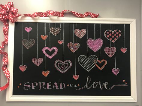 Valentines Chalk Board Design, Valentine Chalkboard Art Easy, February Chalkboard Calendar, Valentines Chalk Art, Valentines Window Art, February Chalkboard Art, Valentine’s Day Chalkboard Art, February Chalkboard Ideas, Valentines Chalkboard Art