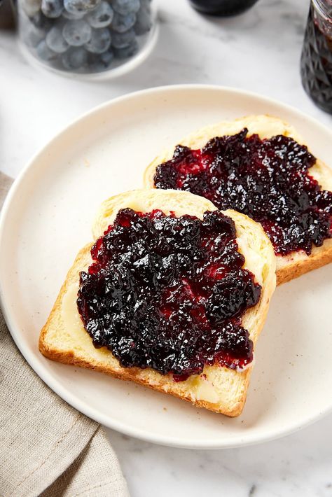 Blueberry Jam (Pectin Method) Blueberry Jam With Pectin, Jam With Pectin, Homemade Blueberry Jam, Blueberry Jam Recipe, Canned Blueberries, Food Safety Tips, Pie Fillings, Blueberry Farm, Ice Cream Pies