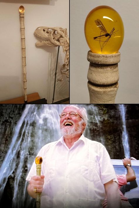 Handcrafted prop replica of John Hammond's cane from Jurassic Park with a real mosquito trapped in amber on top of a dinosaur bone inspired wooden cane. Jurassic Park Amber Mosquito, Jurassic Park Props, Movie Props Replicas, Jurassic Park Decor, Jurassic Park Bedroom, Jurassic Tattoo, Jurassic Park Room, John Hammond Jurassic Park, Jurassic Park Mosquito