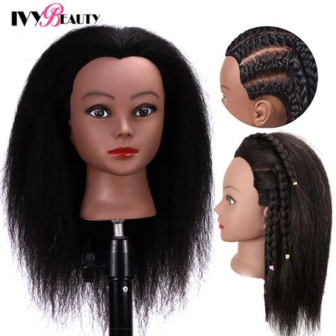 Female Mannequin Head With Hair For Braiding African Mannequin Practice Hairdressing Training Head Dummy Head For Cosmetology| | - AliExpress How To Make Braids, Black Mannequin, Head Braid, Hairstyle Braided, Braids Knotless, Tan Skin Blonde Hair, Hairdressing Training, Blonde Ponytail, Curly Hair Braids