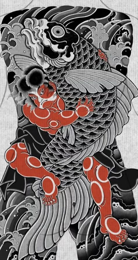 Kintaro Tattoo, Traditional Japanese Tattoo Designs, Japan Tattoo Design, Full Back Tattoos, Koi Tattoo, Irezumi Tattoos, Traditional Japanese Tattoos, Samurai Tattoo, Dragon Tattoo Designs