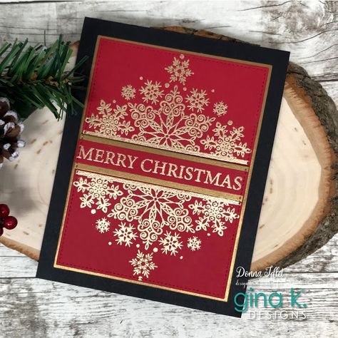 GINA K DESIGNS CELEBRATES 2020 STAMPTEMBER® WITH SIMON SAYS! | Creative Lady Foil Christmas Cards, Jennifer Mcguire Cards, Stamped Christmas Cards, Gina K Designs, Simple Christmas Cards, Gina K, Snowflake Cards, Christmas Card Inspiration, Christmas Card Art