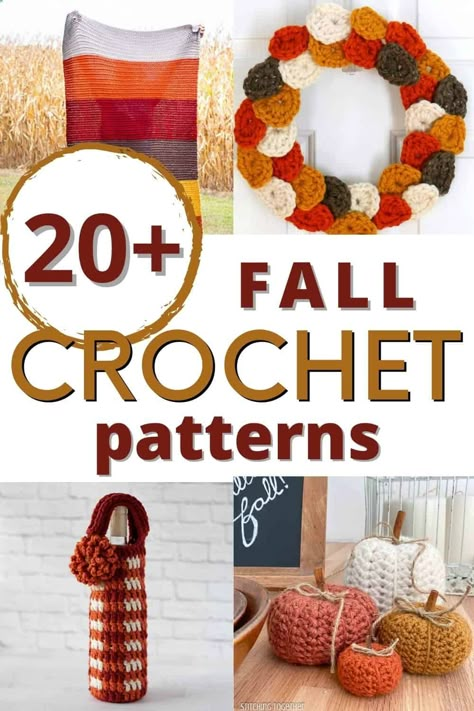 Take a break and browse through this collection of free fall crochet patterns. You'll find gorgeous autumn themed patterns for blankets, shawls, decor and more. Fall Themed Crochet Patterns, Crochet Fall Wreath, Free Fall Crochet Patterns, Fall Crochet Patterns Free, Fall Crochet Projects, Crochet Fall Decor, Thanksgiving Crochet, Crochet Project Free, Autumn Crochet