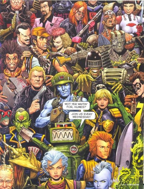 The prog 1800 art for 2000AD. 2000 Punk, 1800 Art, Rogue Trooper, Abc Warriors, Judge Dread, Brian Bolland, 2000ad Comic, Poster Artist, Forbidden Planet