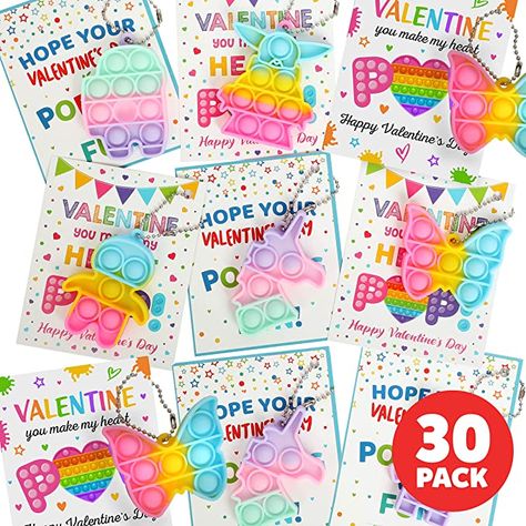 Funeta Valentines Pop Its for Kids Classroom Valentines Exchange, 30 Pack Fidget Valentines Day Cards for Boys and Girls Class, Carded Pop It Keychain Valentines for School Classmate Valentines Gifts Fidget Valentines, Flirty Gift, School Valentines, Class Valentines, Valentines Day Cards, Kids Class, Valentines School, Kids Classroom, Classroom Valentine