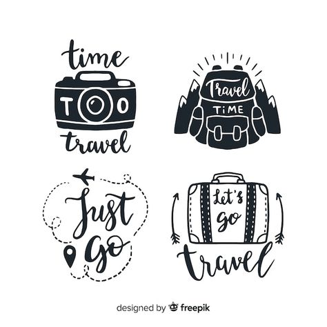 Free vector hand drawn quote badges lett... | Free Vector #Freepik #freevector #hand-lettering #lettering #typography-lettering #quotes-lettering Travel Lettering, Adventure Logo, Calligraphy Quotes, Hand Lettering Quotes, Drawing Quotes, Lettering Styles, Bullet Journal Art, Travel Stickers, Lettering Style