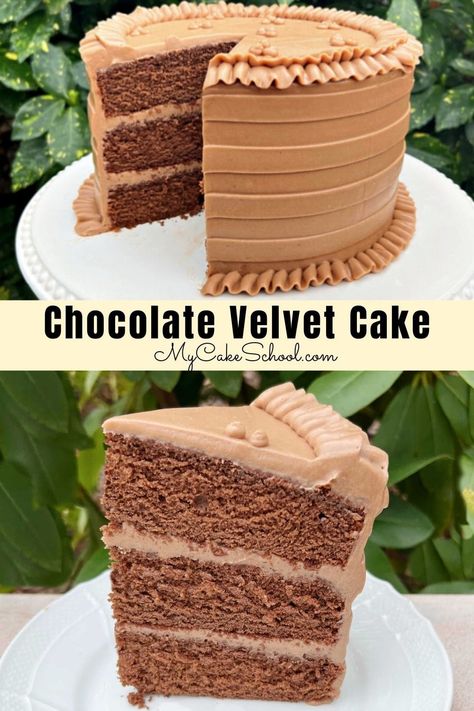 Scratch Chocolate Cake, Chocolate Velvet Cake, My Cake School, Velvet Cakes, Toffee Cake, Simple Cakes, Layered Cakes, Velvet Cake Recipes, Birthday Cake Decorating Ideas