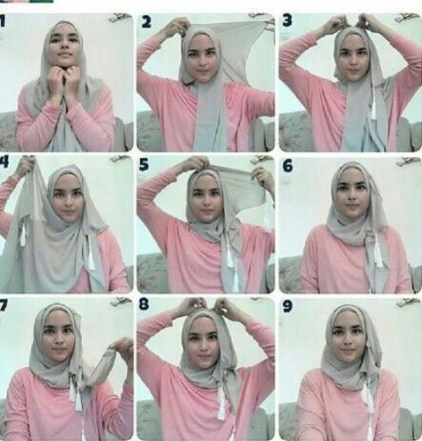 Square Hijab Tutorial, Tutorial Hijab Modern, Styles Hijab, Hijabi Styles, How To Wear Hijab, Square Hijab, Simple Hijab Tutorial, Hijab Inspiration, Hijab Simple