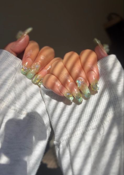 #spring #nails #nailart #nailinspo #nailideas #naildesign  #korean #koreannails #douyin #coquette #aesthetic #greennails #green #summer Green Nails Korean Style, Douyin Summer Nails, Korean Green Nails, Green Korean Nails, Sage Green Douyin Nails, Douyin Nails Green, Green Nails Korean, Douyin Coquette, Green Jelly Nails