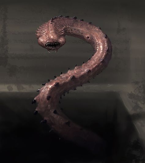 Horror Creature Concept 2 - Worm by Cloister on DeviantArt Neat and creepy critter. And no, I do not want to meet this thing in some dungeon! It looks gross, and dangerous! Monster Reference, Monster Collection, Lovecraftian Horror, Spooky Art, Scary Stuff, Hp Lovecraft, Cthulhu Mythos, Dnd Monsters, Fantasy Beasts