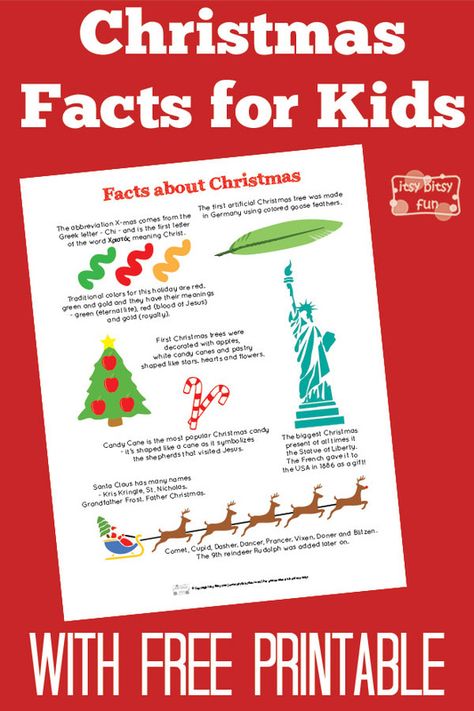 Fun Christmas Facts for Kids With Free Printables Christmas Facts For Kids, Reindeer Facts, Christmas Fun Facts, Christmas Facts, Holiday Facts, Christmas Units, Fun Facts For Kids, Christmas Trivia, Learning Printables