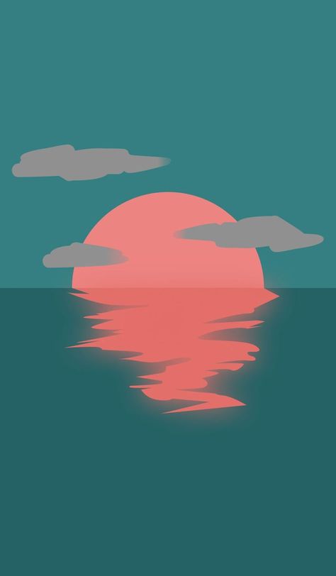 Ocean Sunset Illustration, Vector Beach Illustration, Sunset Illustration Art, Sunset Reference, Background Painting Ideas, Sunset Vector Illustration, Sunrise Vector, Sunset Edit, Sunset Graphic Design