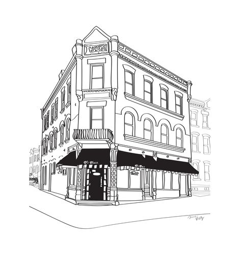 Line drawing art print of D's Place, Soulard, St. Louis. Message me for local, contact-less pick up! Nyc Drawing, Line Drawing Art, Disney Canvas Art, Simpsons Drawings, Watercolor House Painting, Aesthetic Architecture, Architecture Drawing Sketchbooks, Spiderman Drawing, Perspective Drawing Architecture