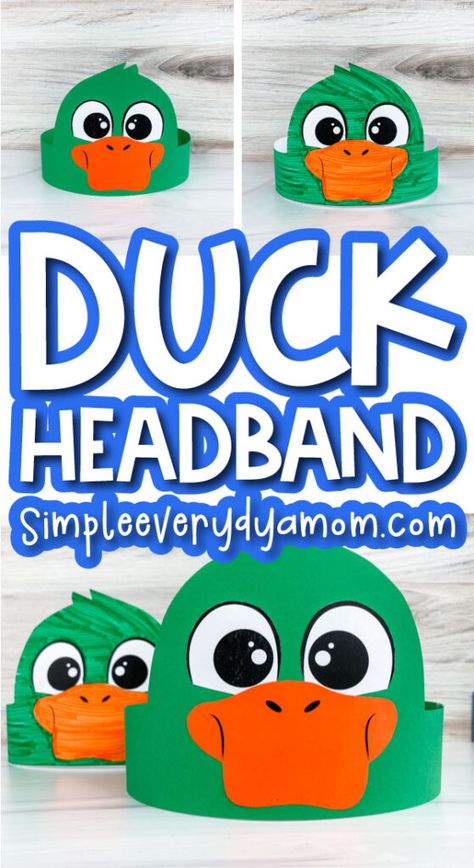 This duck headband is a fun bird craft for kids. Grab the free template on the blog and make it at daycare, home, school, or the library! Rubber Ducky Classroom, Homemade Duck Costume, Duck Craft For Preschool, Duck Headband Craft, Animal Headbands Craft For Kids, Farm Animal Headbands, Duck Crafts For Kids, Duck Activities, Horse Crafts Kids