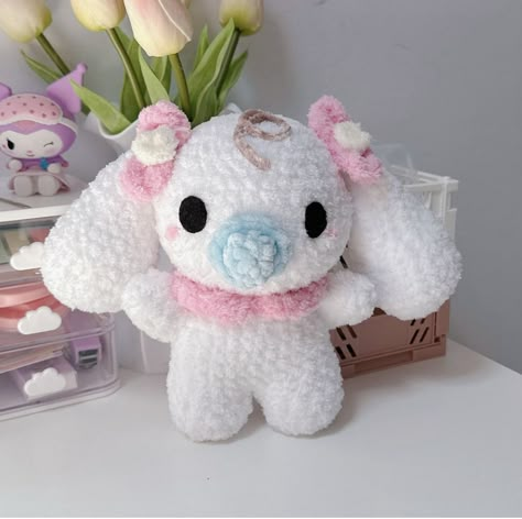 sanrio | cinnamoroll | crochet | amigurumi Cinnamonroll Sanrio Crochet Pattern, Crochet Cinnamoroll, Sanrio Crochet, Crochet Furniture, Crochet Plushies, Crochet Cat Pattern, Sanrio Cinnamoroll, Kawaii Crochet, Crochet Inspo