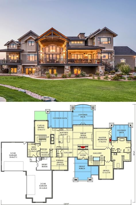 House Plans 2 Story, Retirement House Plans, Robie House, Modern Mountain House, Luxury Floor Plans, House Plans Mansion, Two Story House Plans, Mansion Designs, Mansion Floor Plan