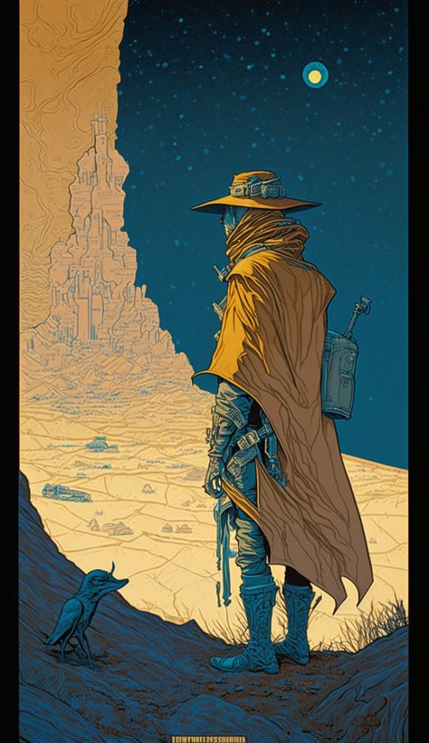 Western Space Aesthetic, Space Western Art, Futuristic Western Concept Art, Futuristic Cowboy Concept Art, Desert Punk Aesthetic, Scifi Portrait, Cyberpunk Western, Scifi Desert, Sci Fi Western