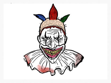 Twist The Clown, Ahs Twisty The Clown Tattoo, Ahs Clown, Twist The Clown Ahs, Ahs Drawing Easy, Twist The Clown American Horror Story, American Horror Story Tattoo Ideas, Freakshow Tattoo, American Horror Story Painting