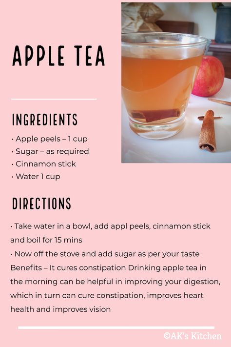 Apple Cinnamon Tea, What Is Healthy Food, Tea Drink Recipes, Fat Burning Tea, Nutrition Food, Drink Recipes Nonalcoholic, Cinnamon Tea, Apple Tea, Herbal Teas Recipes