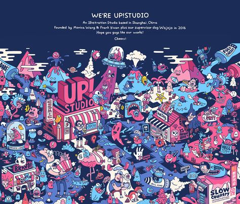 We're UP!studio on Behance City Illustration, Doodle Illustration, Creative Illustration, Doodle Designs, Map Design, Animation Studio, Illustrations And Posters, Graphic Design Posters, Creative Work