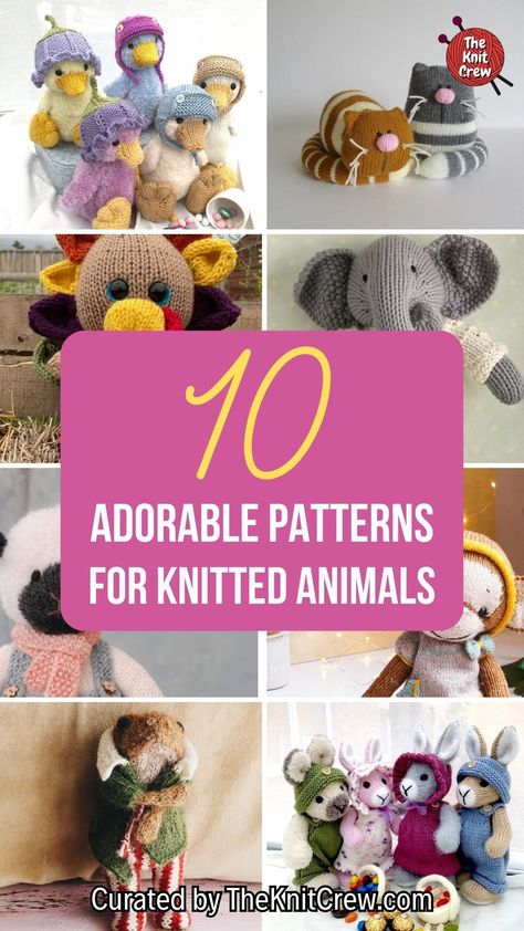 Looking for a unique and handmade gift idea? This collection of animal doll knitting patterns has got you covered. Choose from a variety of creatures, each with their own personality and charm. Curated by The Knit Crew. Knitting Patterns Animals Free, Free Knit Animal Patterns, Stuffed Animal Knitting Patterns Free, Free Animal Knitting Patterns, Knitting Animals Free Patterns, Stuffed Animal Knitting Patterns, Small Knitting Projects Free Patterns, Knit Toys Free Pattern, Knit Animal Patterns Free