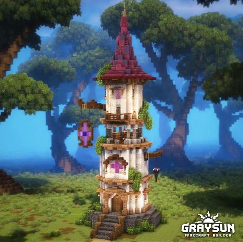 Mini Tower Minecraft, Minecraft Fantasy Builds Tower, Bell Tower Minecraft, Enchantment Tower Minecraft, Minecraft Tower Tutorial, Magic Tower Minecraft, Minecraft Enchantment Tower, Minecraft Magic Builds, Enchanting Tower Minecraft