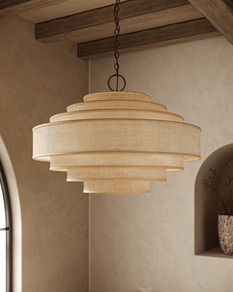 Maura Natural Chandelier Natural Chandelier, Natural Chandeliers, Chandelier Lamps, Fabric Chandelier, Rattan Light Fixture, Rattan Chandelier, Fabric Pendant, Drum Pendant Lighting, Tan Fabric