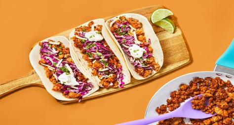 One-Pan Santa Fe Pork Tacos Recipe | HelloFresh Turkey Tacos Recipes, Creamed Turkey, Santa Fe Chicken, Lime Slaw, Beef Tacos Recipes, Cilantro Lime Slaw, Chicken Taco Recipes, Turkey Tacos, Hello Fresh Recipes