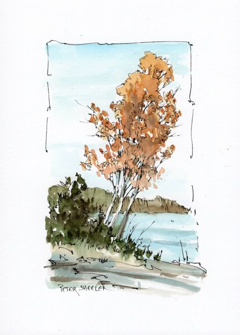 Peter Sheeler, Watercolor Art Landscape, Watercolor Video, Watercolor Pictures, Diy Watercolor Painting, Watercolour Inspiration, Watercolor Sketchbook, Fall Watercolor, Watercolor Painting Techniques