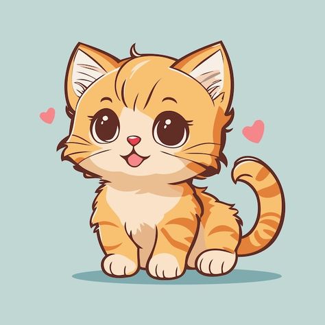 Cat Cartoon Drawing, Majestic Cat, Kitten Clipart, Cute Cat Cartoon, Cartoon Cat Drawing, Drawings Inspo, Cartoon Kitten, Kitten Stickers, Cute Cat Drawing