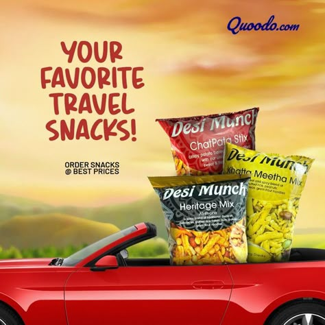 Gearing up for travels? Have epic road trips with your travel companion 🚘 Order Desi munch available in different flavours from Quoodo 🛒 Get out and explore 🚘 Call Us / Whatsapp: 0528262303 Order Now: https://bit.ly/3yUYEeO We Do #FreeHomeDelivery #snacks #desimunch #bestsnacks #crackers #bestsnacksforevening #confectionery #snackchips #snacksonline #eveningsnacks #quoodo #uae Logistics Design, Chip Packaging, Creative Snacks, Ads Creative Advertising Ideas, Travel Snacks, Digital Marketing Design, Creative Advertising Design, Food Advertising, Motion Design Video