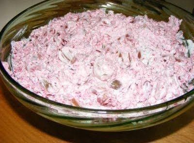 Cranberry-Grape Salad #cranberries #grapes #justapinchrecipes Salad Recipes With Grapes, Recipes With Grapes, Cranberry Salad Recipes, Grape Salad Recipe, 40 Aprons, The Best Turkey, Potluck Side Dishes, Best Thanksgiving Side Dishes, Super Easy Desserts