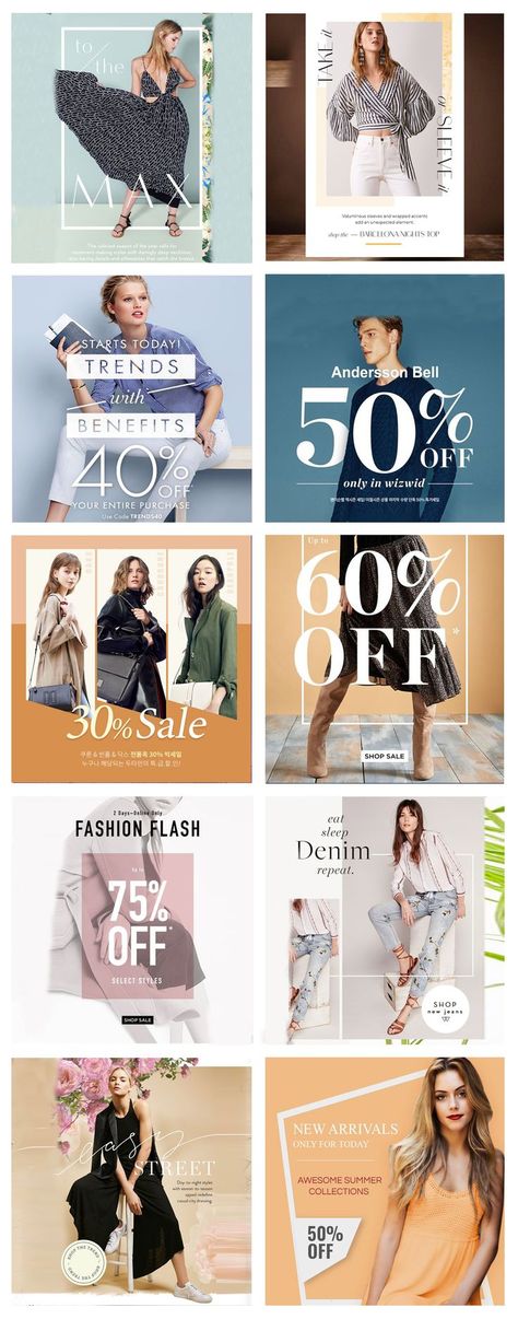 Sale Campaign Creative Advertising, Sale Ads Creative Social Media, Fashion Emailer Design, Sale Graphic Social Media, Facebook Ads Design Ideas Creative Advertising, Sale Fashion Design, Fashion Ads Design Advertising Campaign, Creative Design Ideas Social Media, 50% Off