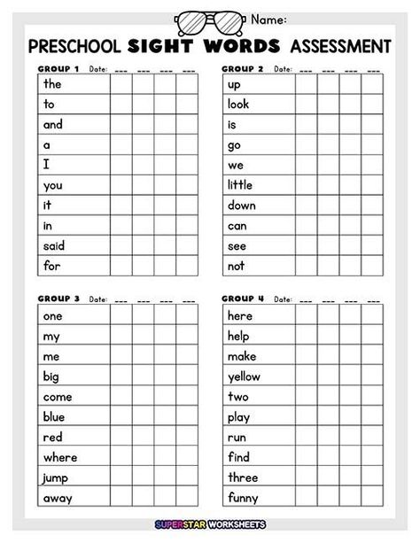 Our Dolch sight word assessments provide teachers in preschool through third grade with an assessment tool that is low-prep and super engaging for students. Simply print the student pages, cut in half, and assess students' knowledge of sight words today! #assessment #sightwords #Dolchsightwords #prektothirdgrade #worksheets #printables #assessyourknowledge Grade 2 Assessment, Sight Words Learning Ideas, Preschool Sight Words List, Prek Sight Words List Free Printable, Preschool Site Words List, Sight Word Assessment Free, Sight Word For Preschool, Preprimer Sight Words Free, 1st Grade Assessment Free Printable