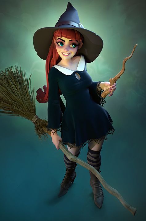 Witch, Steve James on ArtStation at https://www.artstation.com/artwork/0W2ae Cartoon Witch, 3d Karakter, Otto Schmidt, Witch Characters, 3d Figures, The Worst Witch, Witch Art, Character Design Animation, A Witch