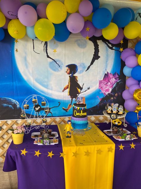 Caroline Theme Birthday Party, Coraline Baby Shower Theme, Coralline Birthday Theme, Caroline Theme Party, Coraline Bday Party Ideas, Diy Coraline Party Decorations, Coraline Birthday Party Decoration, Coraline Birthday Ideas, Coraline Decorations Party Ideas