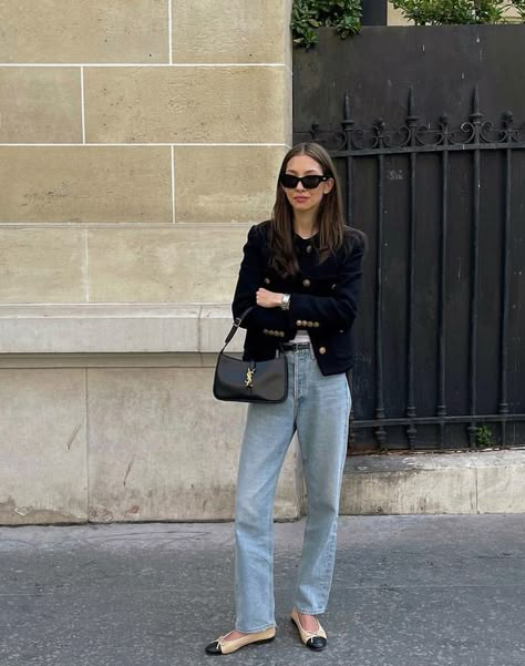 Ballet Flats Outfit, Style Parisienne, Fall Transition Outfits, Flats Outfit, Transition Outfits, Paris Outfits, Denim Trends, 가을 패션, Business Casual Outfits