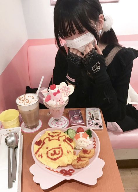 Aesthetic Japanese Restaurant, Cute Cafe Japan, Japan School Lunch, Japan Cafe Aesthetic, Maid Cafe Aesthetic, Japanese Cafe Aesthetic, Japanese Maid Cafe, Cafe Pose, Japan Cafe